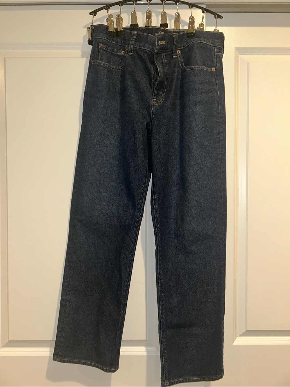 J. Crew Factory Dark Indigo Straight Jeans (Cotton/Polyester/Elastane)